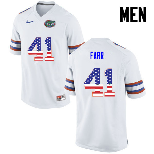 Men Florida Gators #41 Ryan Farr College Football USA Flag Fashion Jerseys-White